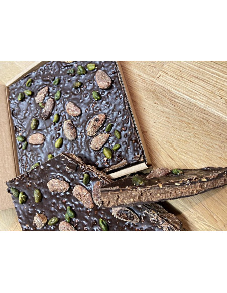 Tablette Chocolat au lait, fourée Caramel et Fleur de sel Tablette Chocolat au lait, fourée Caramel et Fleur de sel