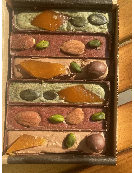 bouchées pralinés : Noisette, Framboise, Courge