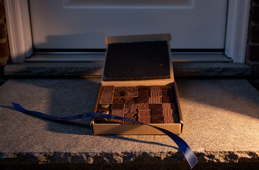 Colis de chocolat isolé thermiquement livré à domicile avec protection garantie