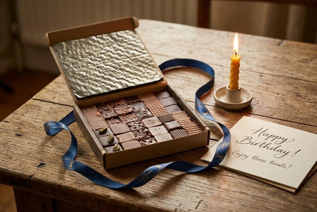 Chocolat anniversaire : coffret artisanal personnalisé Castelanne